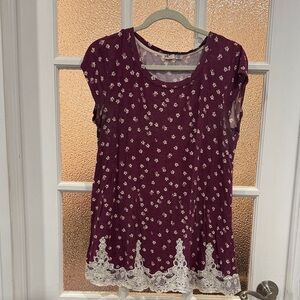 Jolt Burgundy Floral Lace Blouse